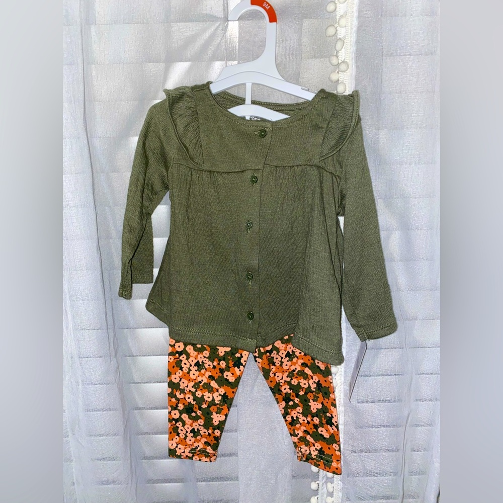 Baby girl 9 months outfit dress and floral leggings